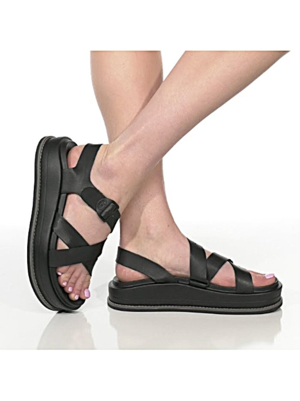 Chaco Townes Mid Form Black Platform Sandals (For Women)